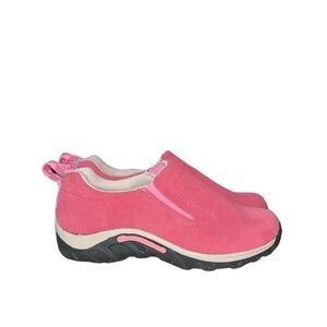 NWOT Merrell Suede Pink Jungle Moc Slip On Hiking Shoes Size 2 Little Girl‎